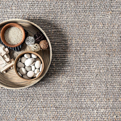 Nuloom Elfriede Handmade, Grey/Ivory, 6' Round, Jute & Cotton, Textured and Earthy, High Traffic, Stain Resistant, Easy Clean, Durable Area Rug for Bedroom, Living Room, Dining, Entryway