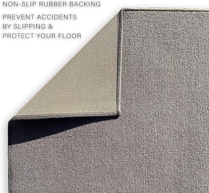 Custom Made Runner Rug Low Pile with Rubber Backing for Kitchen Foyer Hallway Entry Choose Your Length Size 26 Inch Wide Solid and Plain Grey Color (7 feet x 26 inch)
