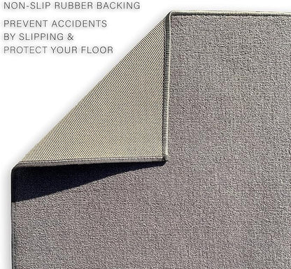 Custom Made Runner Rug Low Pile with Rubber Backing for Kitchen Foyer Hallway Entry Choose Your Length Size 26 Inch Wide Solid and Plain Grey Color (13 feet x 26 inch)