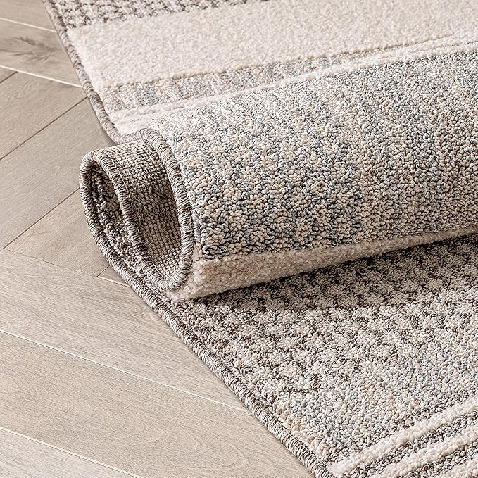 Well Woven Harlow Collection Briar Beige - Modern Tribal Minimalist Geometric 8x10 Area Rug - Ideal for Living Room, Dining Room & Bedroom - Durable, Stain Resistant & Easy to Clean