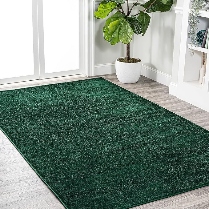 Eyely UES100L-3 Supersoft Haze Solid Low-Pile Indoor Area Rug Casual;Contemporary;Solid;Traditional, Bedroom, Kitchen, Living Room, Easy-Cleaning, Non-Shedding, 3 X 5, Emerald