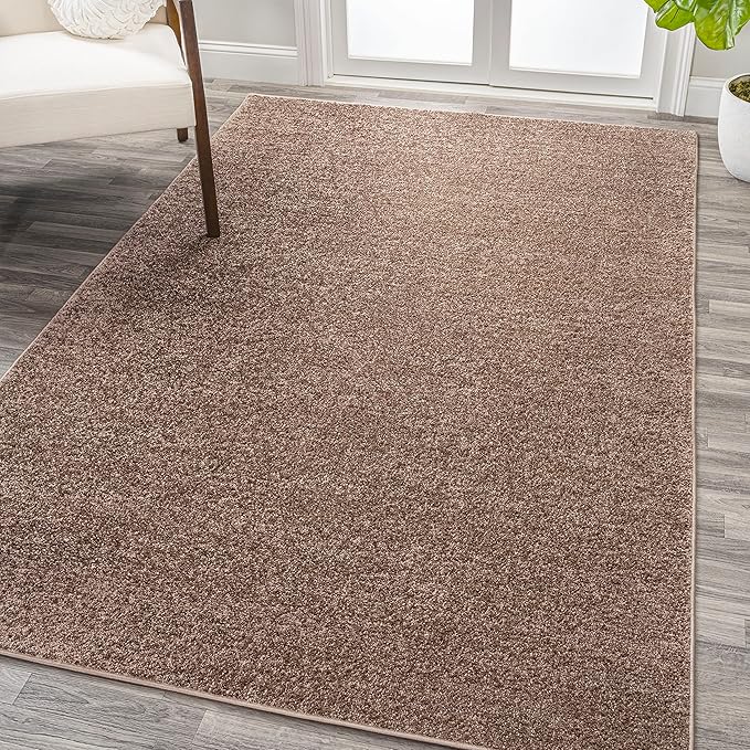 Eyely UES100J-4 Supersoft Haze Solid Low-Pile Indoor Area Rug Casual;Contemporary;Solid;Traditional, Bedroom, Kitchen, Living Room, Easy-Cleaning, Non-Shedding, 4 X 6, Brown