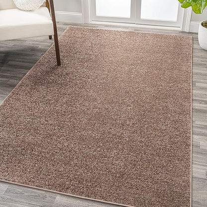 Eyely UES100J-4 Supersoft Haze Solid Low-Pile Indoor Area Rug Casual;Contemporary;Solid;Traditional, Bedroom, Kitchen, Living Room, Easy-Cleaning, Non-Shedding, 4 X 6, Brown