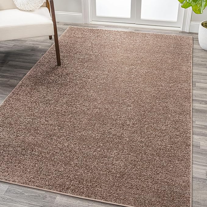 Eyely UES100J-6 Supersoft Haze Solid Low-Pile Indoor Area Rug, Coastal, Bohemian, Minimalist, Classic, Casual for Bedroom,Kitchen,Living Room,Non Shedding,Easy-Washing, Brown, 6 X 9