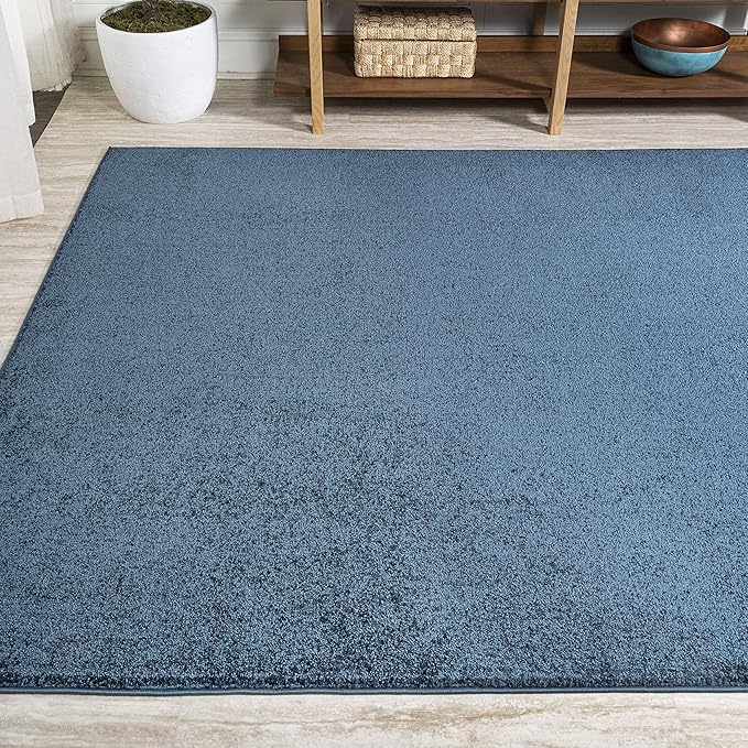Eyely UES100C-9 Supersoft Haze Solid Low-Pile Indoor Area Rug Casual;Contemporary;Solid;Traditional, Bedroom, Kitchen, Living Room, Easy-Cleaning, Non-Shedding, 9 X 12, Navy