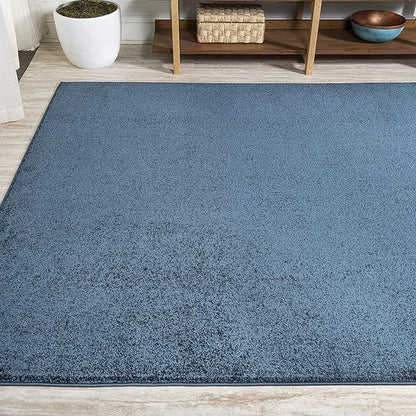 Eyely UES100C-9 Supersoft Haze Solid Low-Pile Indoor Area Rug Casual;Contemporary;Solid;Traditional, Bedroom, Kitchen, Living Room, Easy-Cleaning, Non-Shedding, 9 X 12, Navy