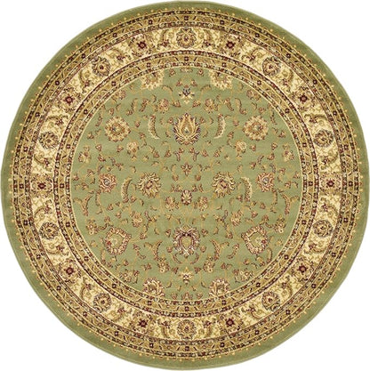 Unique Loom Voyage Collection Traditional Oriental Classic Intricate Design Area Rug (6' 0 x 6' 0 Round, Green/Ivory)