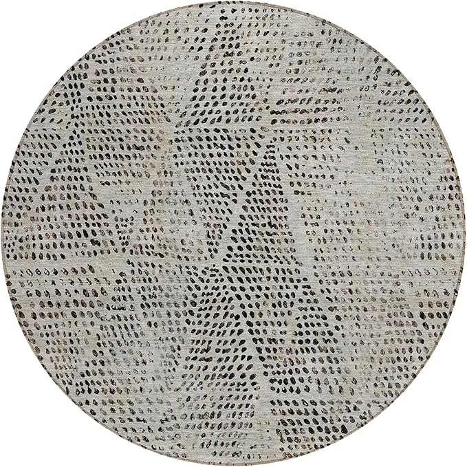 Addison Rugs Chantille ACN591 Gray 8' x 8' Indoor Outdoor Round Rug, Easy Clean, Machine Washable, Non Shedding, Bedroom, Living Room, Dining Room, Kitchen, Patio Rug