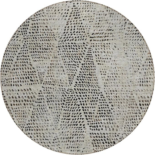 Addison Rugs Chantille ACN591 Gray 8' x 8' Indoor Outdoor Round Rug, Easy Clean, Machine Washable, Non Shedding, Bedroom, Living Room, Dining Room, Kitchen, Patio Rug