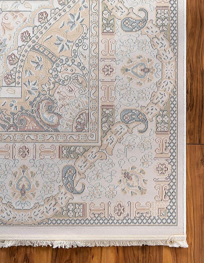 Unique Loom Narenj Collection Classic Traditional Medallion Textured Design Area Rug, 5 x 8 ft, Ivory/Tan