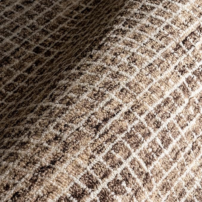 Rugs USA Melrose Handmade, Brown/Ivory, 6' x 9', Wool & Cotton, Soft and Cozy, High Traffic, Stain Resistant, Easy Clean, Durable Area Rug for Bedroom, Living Room, Dining Space, Den, Foyer, Entryway