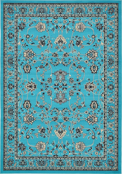 Unique Loom Sialk Hill Collection Area Rug - Washington (7' 1" x 10' Rectangle Turquoise/Black)