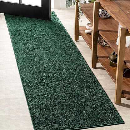 JONATHAN Y Haze Solid Low-Pile Emerald Runner Rug 2x14, Coastal,Bohemian,Minimalist,Classic, Easy-Cleaning for Living Room,Bedroom,Kitchen,Pet Friendly,Non-Shedding (SEU100L-214)