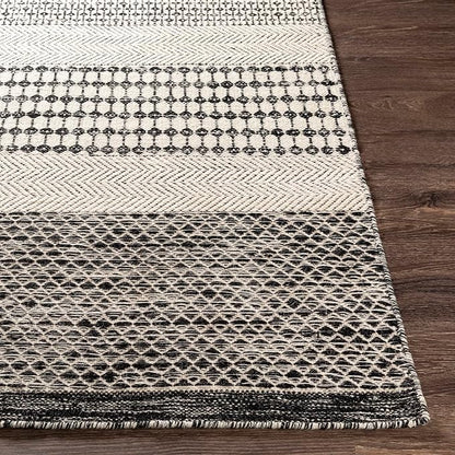 Mark&Day Wool Rugs, 4x6 Tervoort Global Black Area Rug, Blue Beige Carpet for Living Room, Bedroom or Kitchen (3'6" x 5'6")