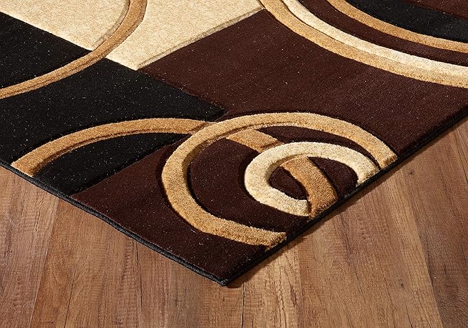 GLORY RUGS Area Rug 2x3 Door Mat Brown Geometric Soft Floor Carpet with Premium Fluffy Texture for Indoor Living Dining Room and Bedroom Area