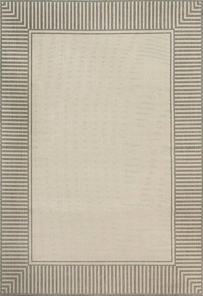 Nuloom Asha Light Grey/Ivory, 4' x 6', Casual, Striped Border, Soft and Cozy, High Traffic, Stain Resistant, Easy Clean, Durable Area Rug for Indoor/Outdoor Patio, Deck, Porch, Garden, Courtyard