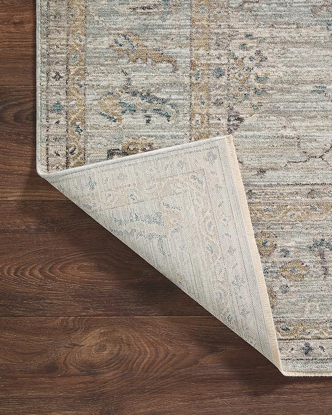 Loloi Magnolia Home by Joanna Gaines Millie Collection MIE-02 Sky/Gold 9'-6" x 13'-1", .25" Pile Height, Area Rug