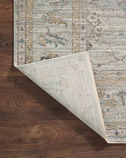 Loloi Magnolia Home by Joanna Gaines Millie Collection MIE-02 Sky/Gold 2'-7" x 12'-0", .25" Pile Height, Runner Rug