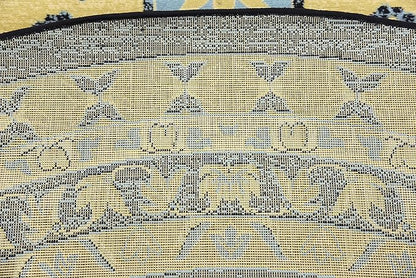 Unique Loom Taftan Collection Border Geometric Tribal Inspired Design Area Rug (8' 0 x 8' 0 Round, Navy Blue/ Gold)