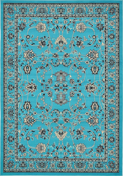 Unique Loom Sialk Hill Collection Area Rug - Washington (7' 1" x 10' Rectangle Turquoise/Black)