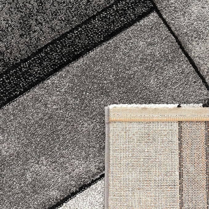 Paco Home Area Rug Modern Geometric Pattern in Grey White, Size: 4' x 5'7"