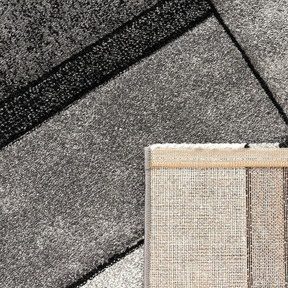 Paco Home Runner Rug Modern Geometric Pattern in Grey White, Size: 2'8" x 9'10"