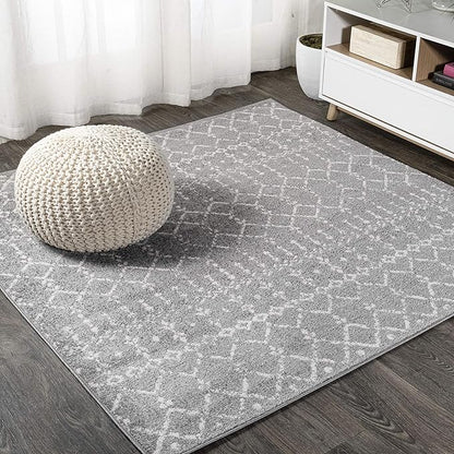 JONATHAN Y Boho Vintage Diamond Gray/Ivory Square Area Rug 7X7 ft, Moroccan Hype for Living Room, Bedroom, Kitchen, Office, Easy-Cleaning, High Traffic, Pet-Friendly, Non-Shedding (MOH101C-7SQ)