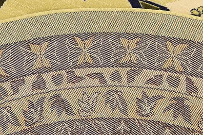 Unique Loom Taftan Collection Border Geometric Tribal Inspired Design Area Rug (8' 0 x 8' 0 Round, Gold/ Gray)