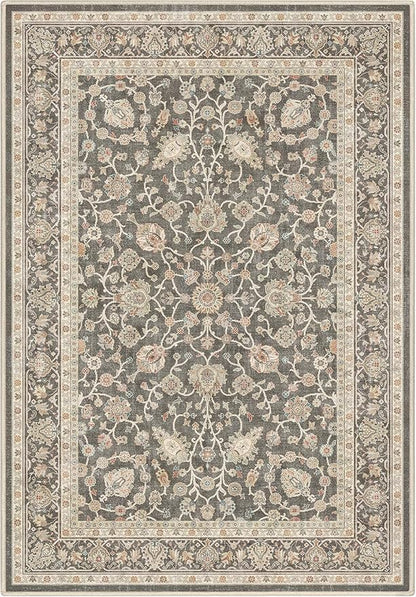 Well Woven Asha Rome Charcoal Brown 3'3" x 5' Area Rug - Oriental Floral Pattern, Easy Clean, Floor-Friendly Backing - for Living Room, Bedroom, and Dining Room