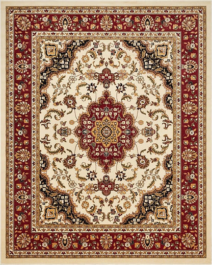 Well Woven Barclay Collection Medallion Kashan Ivory 8x10 Area Rug - for Living Room, Bedroom, and Dining Room