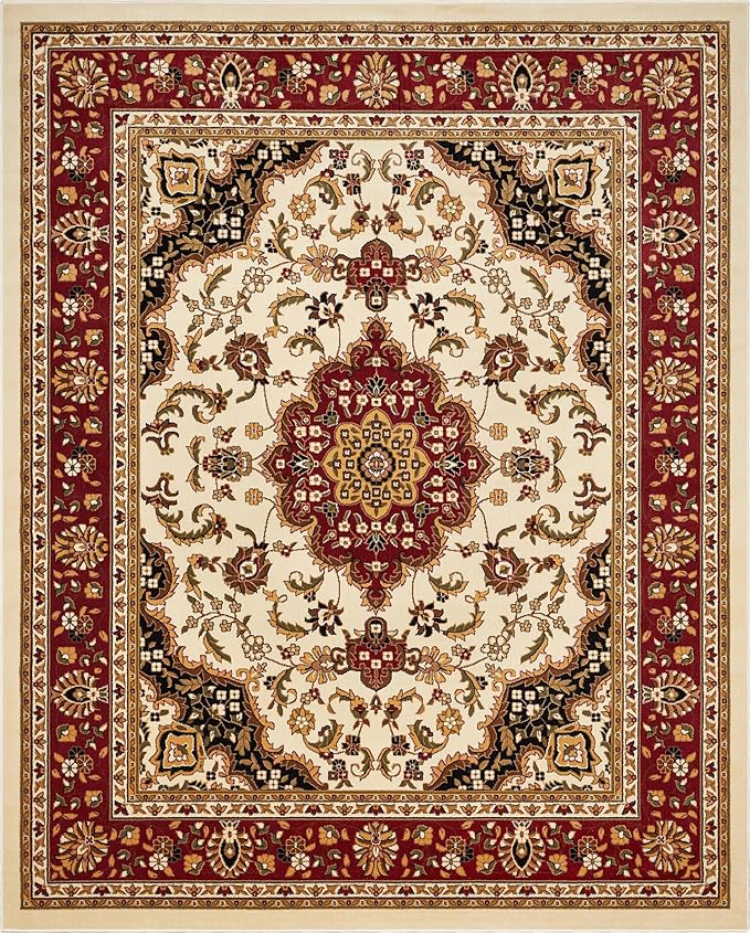 Well Woven Barclay Collection Medallion Kashan Ivory 4x5 Area Rug - for Entryways, Small Bedrooms, Living Rooms