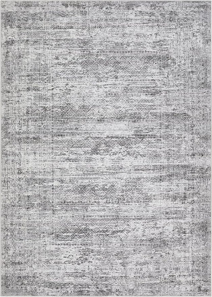 6x9 Area Rug Living Room Rugs - Washable Neutral Modern Abstract Soft Thin Rug Indoor Floor No Slip Rug Carpet for Bedroom Under Dining Table Home Office Decor - Light Gray