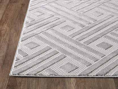 Abani Modern Grey Geometric Striped Chevron 5'3" x 7'6" Area Rug Rugs Nova Collection - Eclectic Pattern Accent Rug