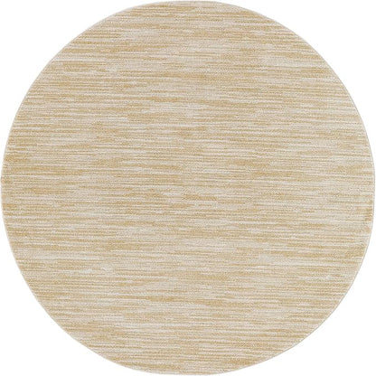 Nourison Home Nourison Essentials Ivory Gold 4' x Round Area Rug - Easy Clean, Non Shedding, Bed Room, Living Room, Dining Room, Kitchen (4' x Round)