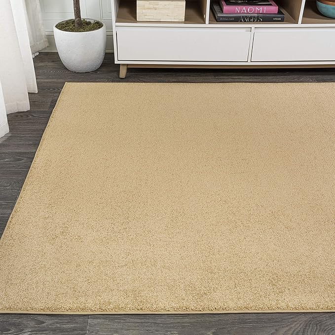 Eyely UES100B-4 Supersoft Haze Solid Low-Pile Indoor Area Rug Casual;Contemporary;Solid;Traditional, Bedroom, Kitchen, Living Room, Easy-Cleaning, Non-Shedding, 4 X 6, Mustard