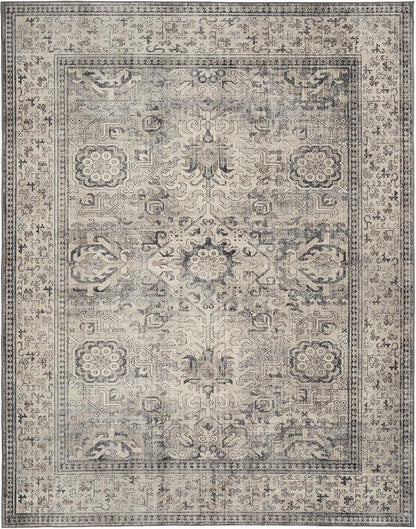 ReaLife Rugs Machine Washable Area Rug - Living Room Bedroom Bathroom Kitchen Entryway Office - Padded Low Pile Stain Resistant Premium - Boho Farmhouse Vintage - Paz - Beige Gray Ivory 5' x 7'