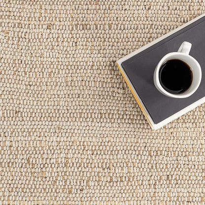 nuLOOM 2'6" x 8' Elfriede Jute & Cotton Hand Woven Area Rug, Natural, Solid Rustic Farmhouse Style, Weaved Design, Natural Fiber, For Bedroom, Living Room, Dining Room, Hallway, Office, Entryway
