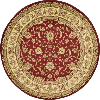 Unique Loom Voyage Collection Traditional Oriental Classic Intricate Design Area Rug (8' 0 x 8' 0 Round, Red/Gold)