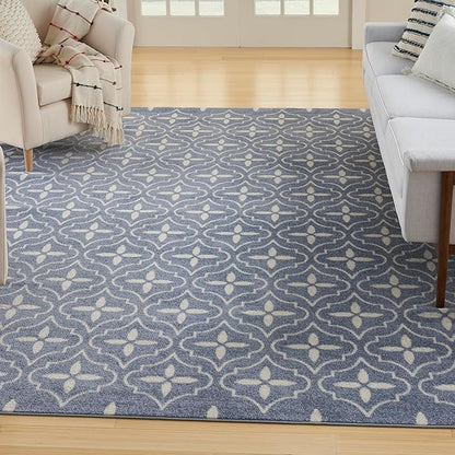 Nourison Home Nourison Essentials Blue Ivory 8' x 10' Area Rug - Easy Clean, Non Shedding, Bed Room, Living Room, Dining Room, Kitchen (8' x 10')