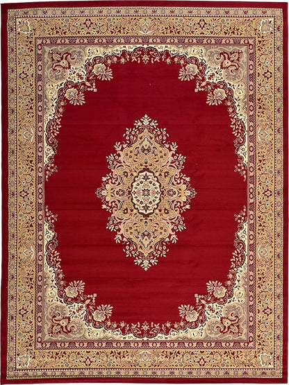 Unique Loom Reza Collection Traditional Persian Style Area Rug, 9 ft 10 in x 13 ft, Burgundy/Ivory