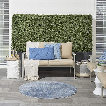 Nourison Home Nourison Essentials Blue Grey 4' x Round Area Rug - Easy Clean, Non Shedding, Bed Room, Living Room, Dining Room, Kitchen (4' x Round)