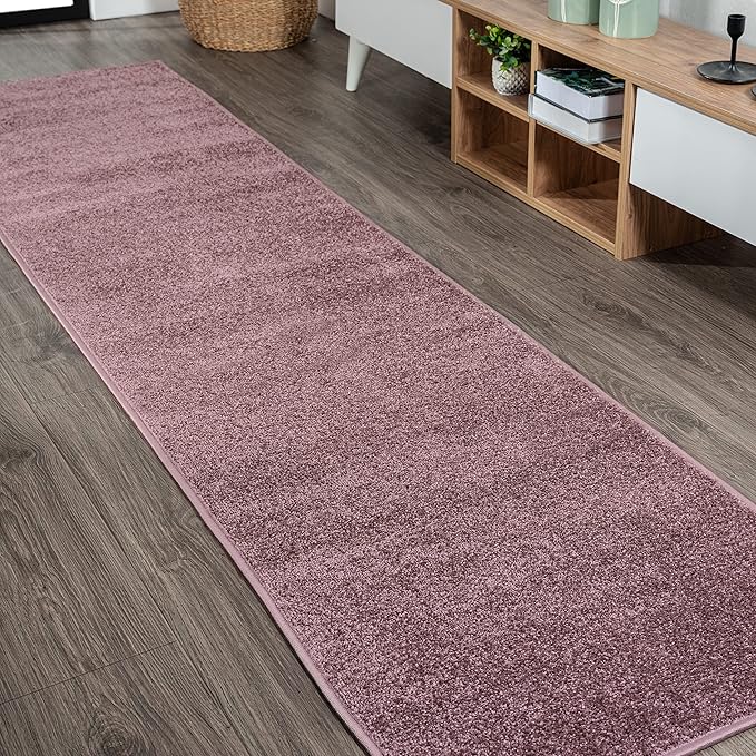 JONATHAN Y Haze Solid Low-Pile Light Purple Runner Rug 2x14, Coastal,Bohemian,Minimalist,Classic, Easy-Cleaning for Living Room,Bedroom,Kitchen,Pet Friendly,Non-Shedding (SEU100R-214)