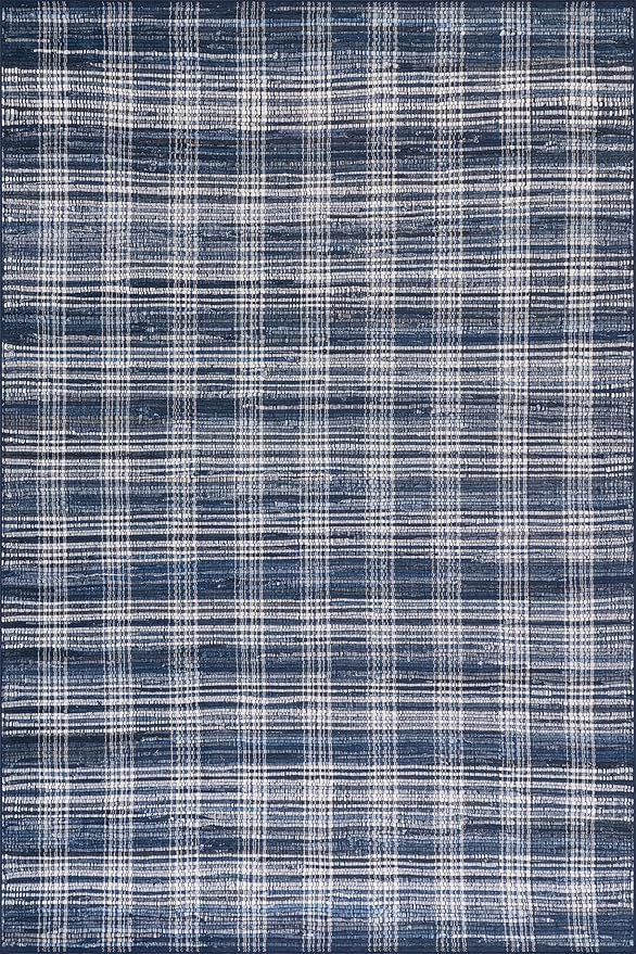 Dash & Albert Denim Plaid Blue Machine Washable Rug, 5 X 8 Feet, Blue/White Plaid Pattern