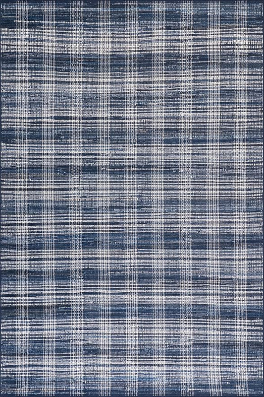 Dash & Albert Denim Plaid Blue Machine Washable Rug, 8.5 X 11.5 Feet, Blue/White Plaid Pattern