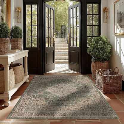 Area Rug Non Slip Machine Washable Ultra Soft Living Room/Bedroom/Kitchen/Outdoor/Classroom Celadon, 5'×7'