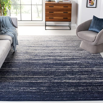 SAFAVIEH Adirondack Collection Area Rug - 6'7" Square, Navy & Grey, Modern Ombre Design, Non Shedding & Easy to Clean, Ideal for Living Room, Bedroom, Office, Dining Space (ADR113E)