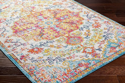 Livabliss Odelia Vintage Bohemian Area Rug,7'10" x 10'3",Orange/Aqua