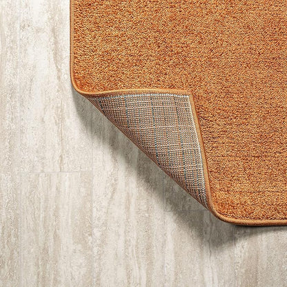 Eyely UES100M-15 Supersoft Haze Solid Low-Pile Indoor Area Rug, Coastal, Bohemian, Minimalist, Classic, Casual for Bedroom,Kitchen,Living Room,Non Shedding,Easy-Washing, Orange, 12 X 15
