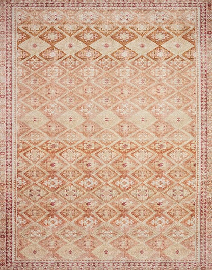 Loloi Layla Collection LAY-16 Natural/Spice 3'-6" x 5'-6" .13" Thick Accent Rug, Soft, Durable, Vintage Inspired, Distressed, Low Pile, Non-Shedding, Easy Clean, Printed, Living Room Rug