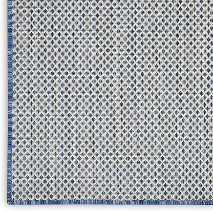 Nourison Home Courtyard Ivory Blue 6' x 9' Area Rug - Easy Clean, Non Shedding, Bed Room, Living Room, Dining Room, Kitchen (6' x 9')